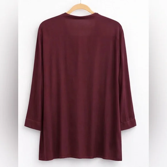 Johnny Was Embroidered V-Neck Tunic Top - Wine